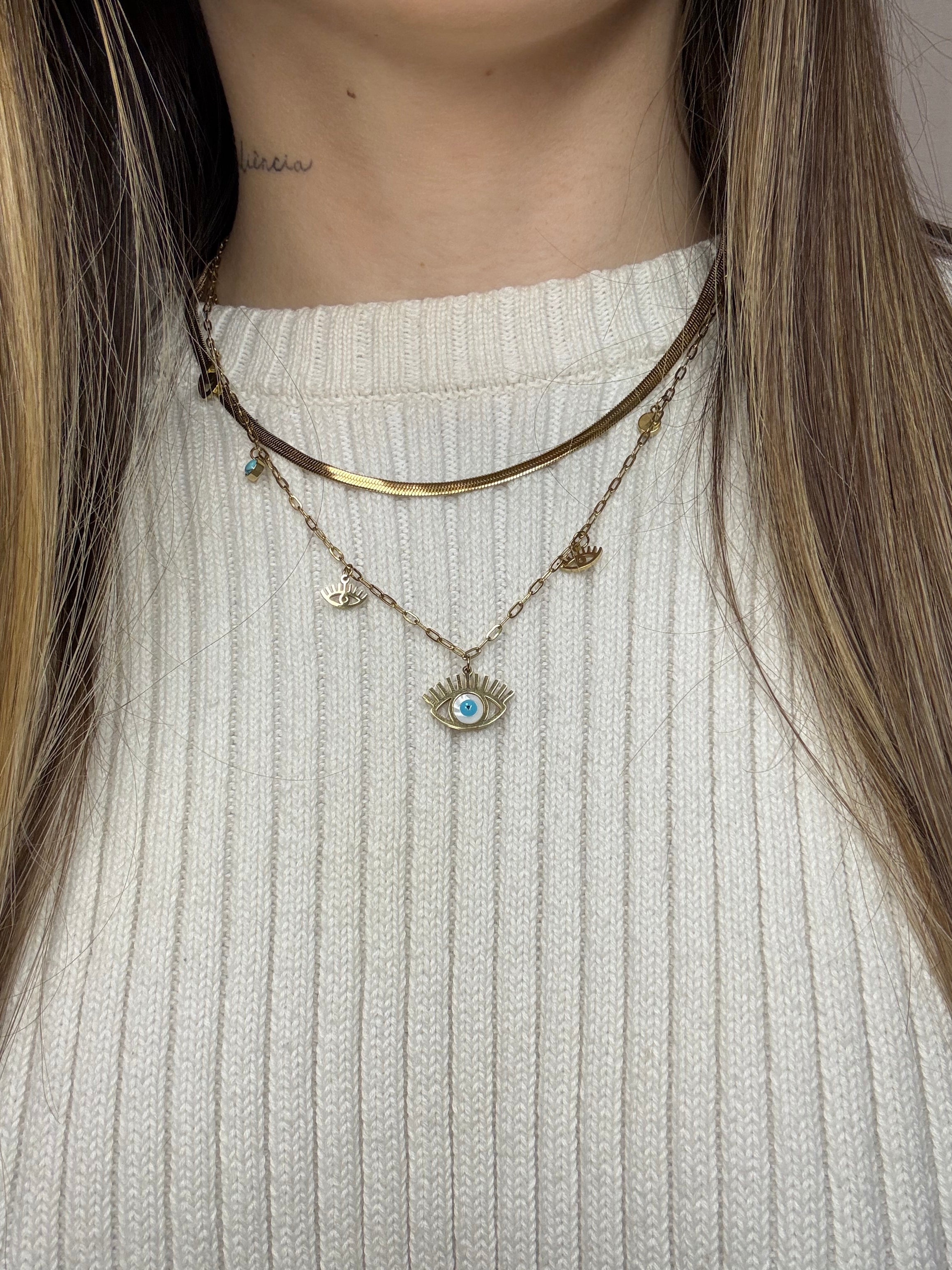 Double Evil Eye Necklace – Colar Duplo com Olho Grego