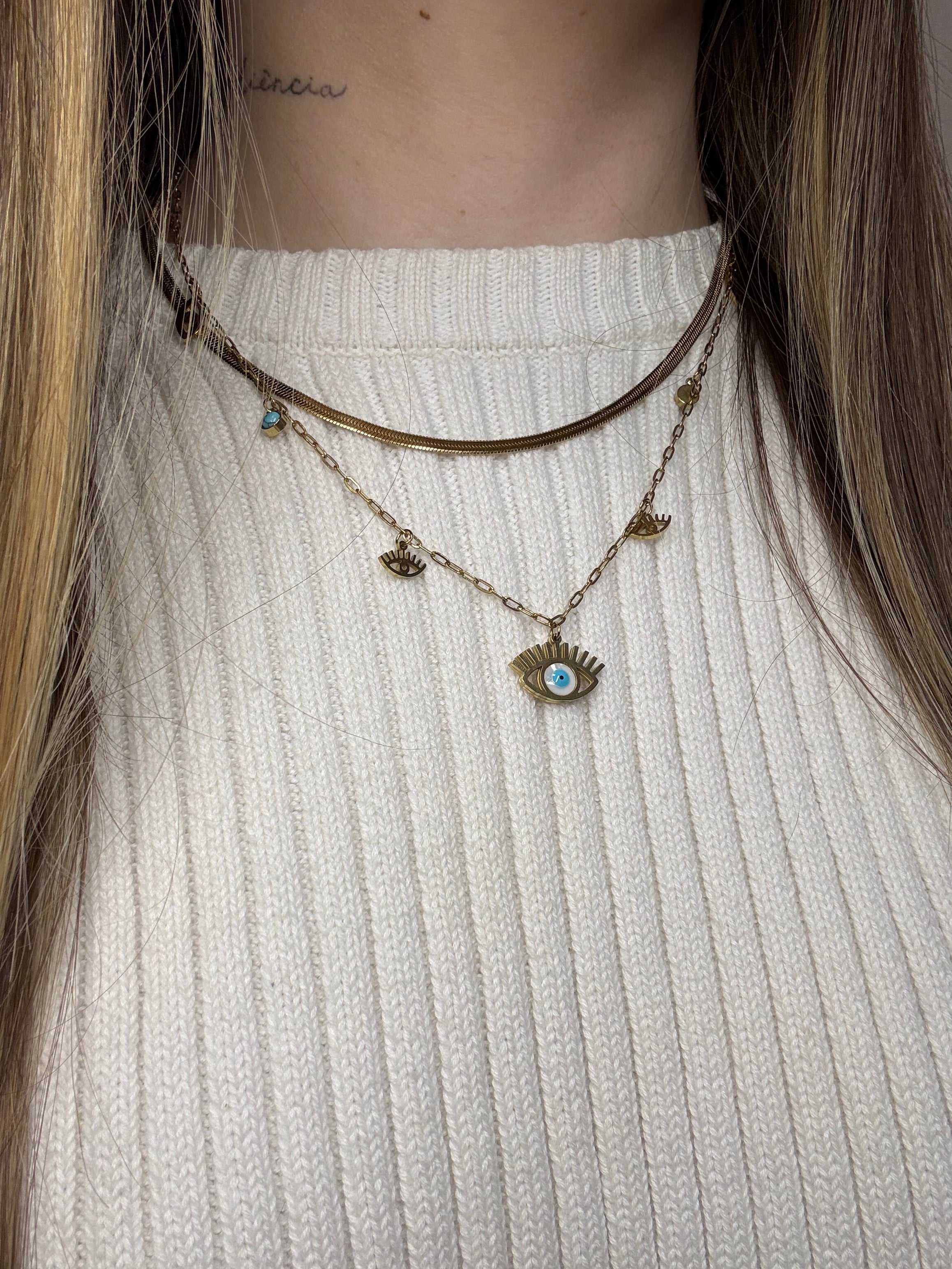 Double Evil Eye Necklace – Colar Duplo com Olho Grego