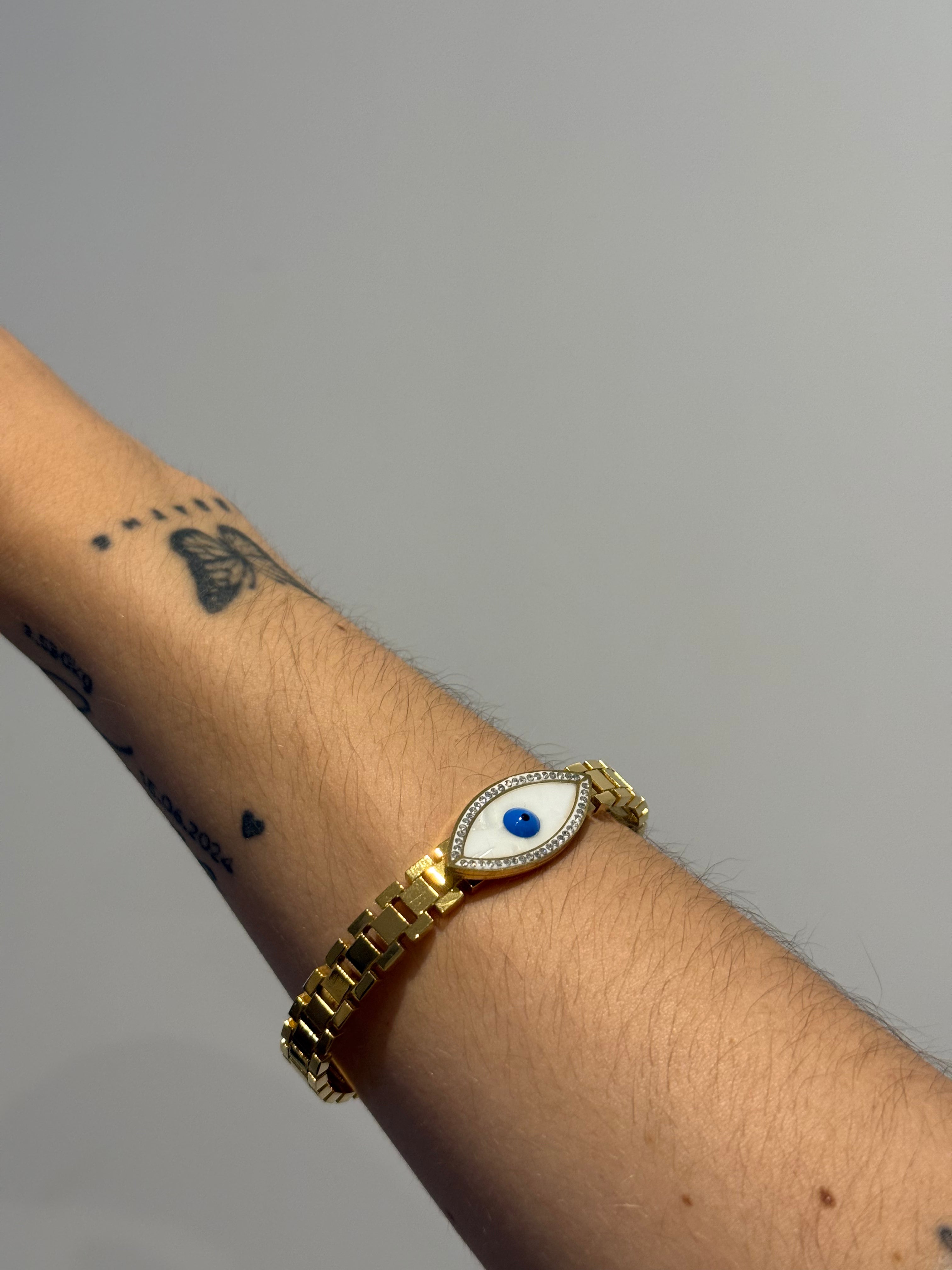 Golden Evil Eye Bracelet - Pulseira Dourada Olho Grego