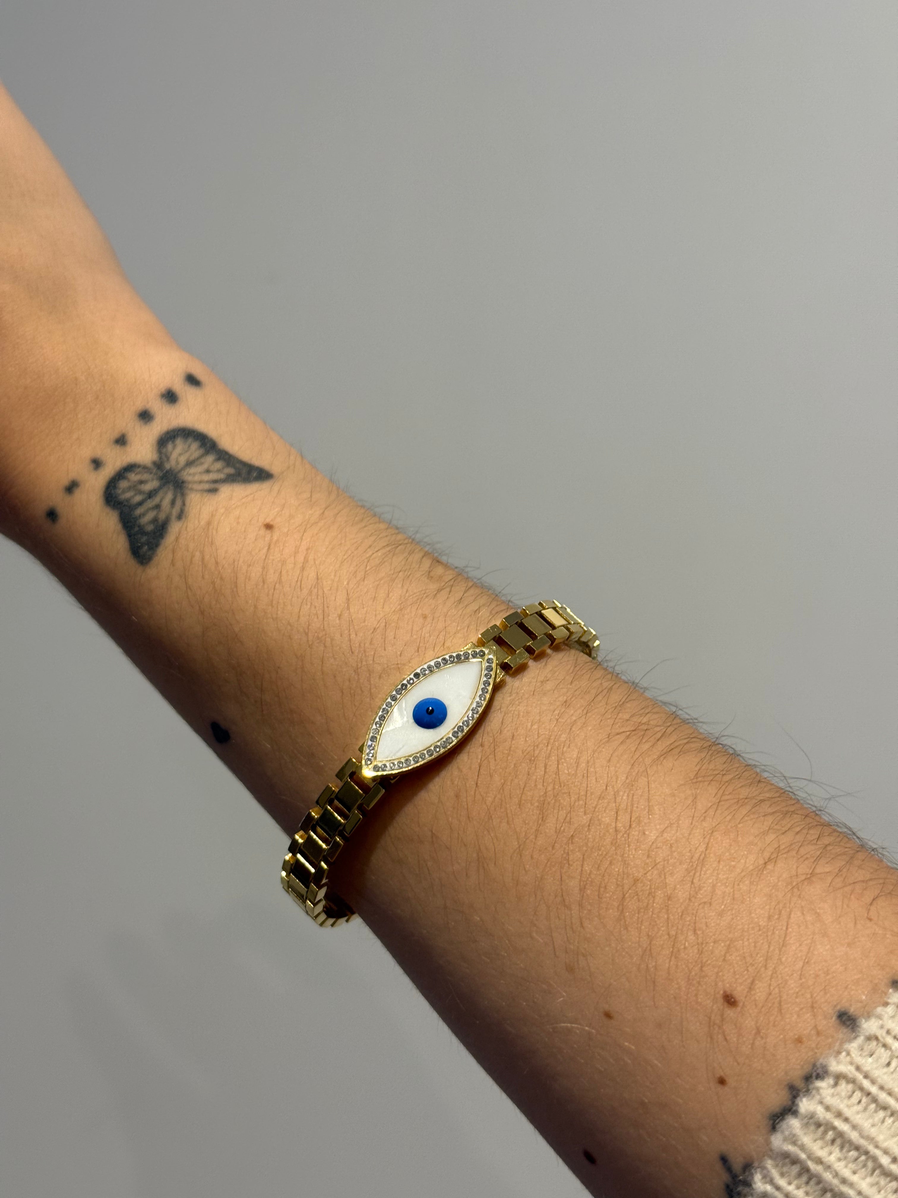 Golden Evil Eye Bracelet - Pulseira Dourada Olho Grego