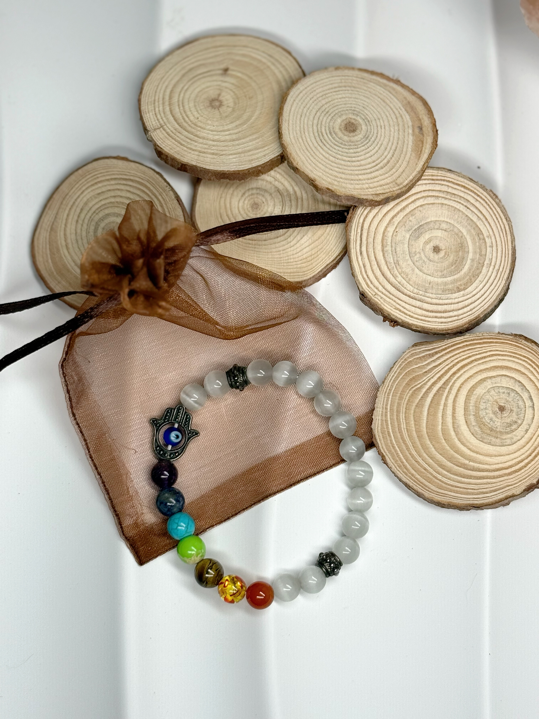 Pulseira 7 Chakras Olho Grego